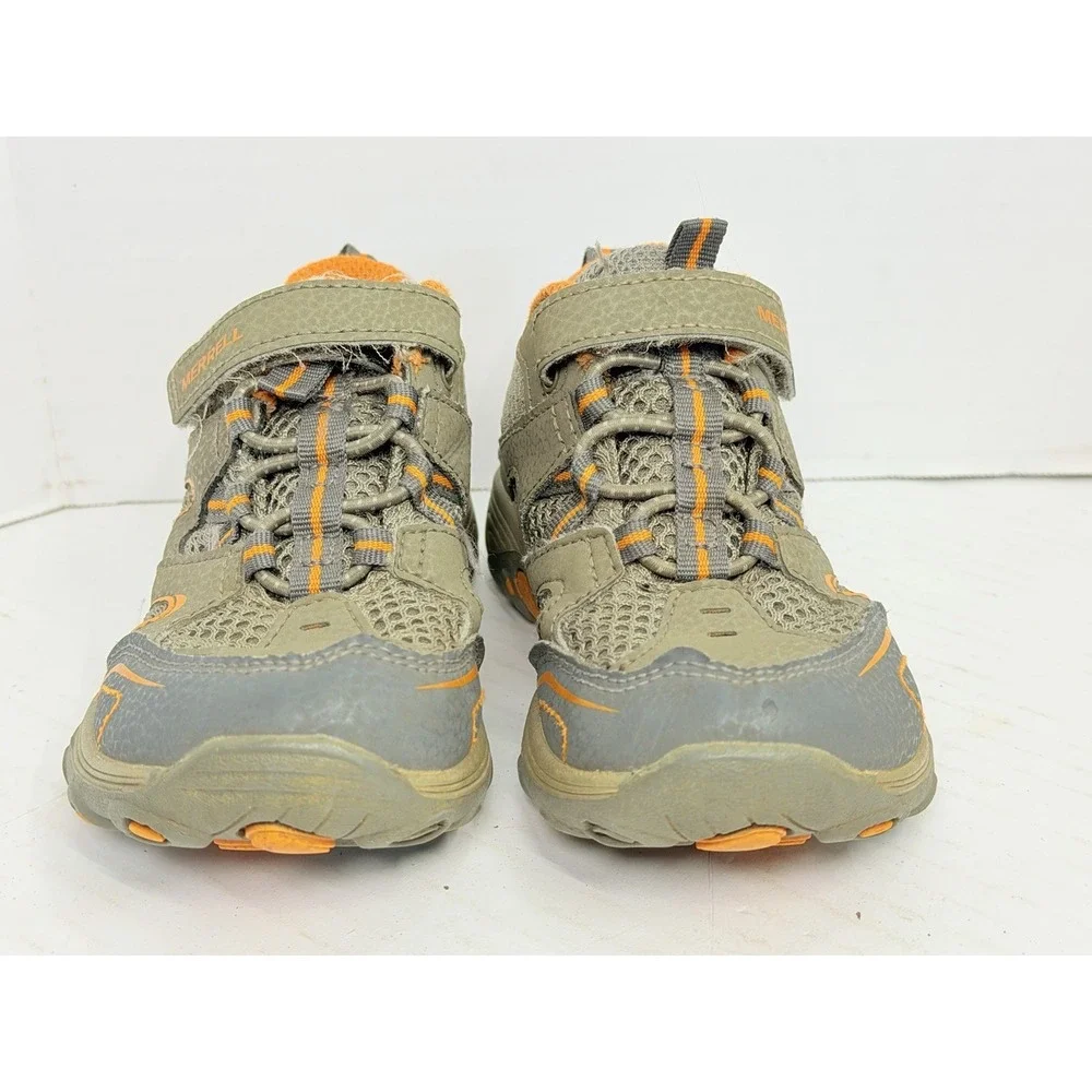 Merrell Trail Chaser Kids Hiking Shoes Gray Orange Hook-and-Loop Size 10M